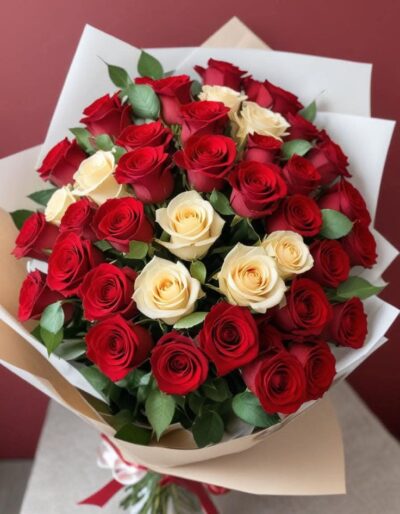 White and Red Roses